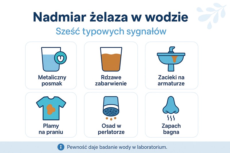 nadmiar żelaza w wodzie - sześć typowych objawów