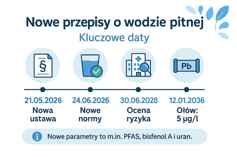 Nowe przepisy o wodzie pitnej - kluczowe daty od 2026 do 2036 roku